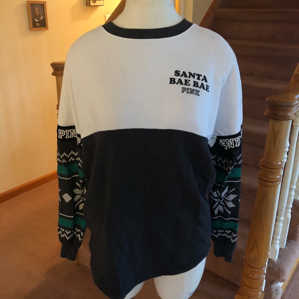 VS PINK “Santa Bae Bae” Christmas Crew Sweatshirt